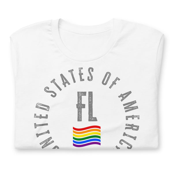 Florida LGBTQ+ Gay Pride Large Front Circle Graphic Unisex T-shirt