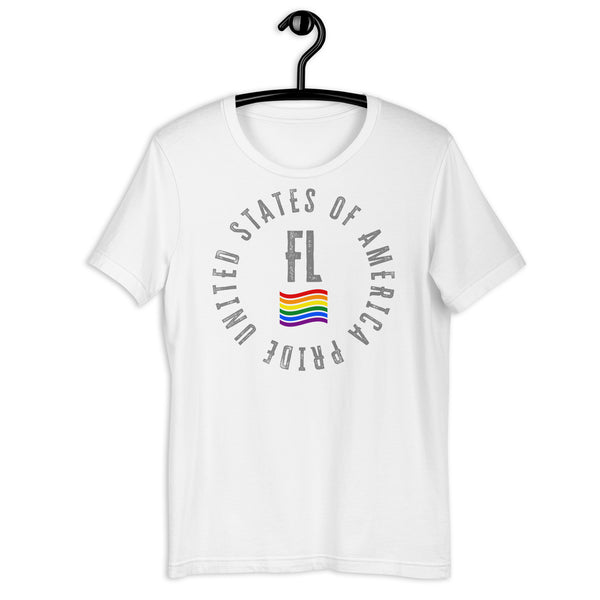 Florida LGBTQ+ Gay Pride Large Front Circle Graphic Unisex T-shirt