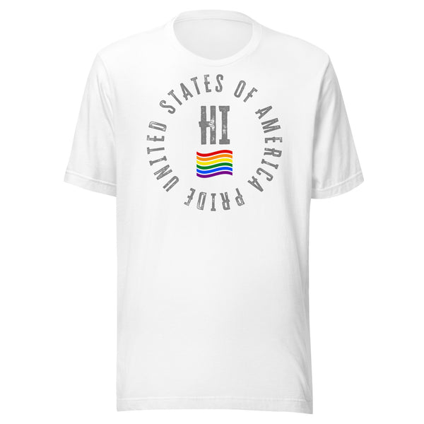 Hawaii LGBTQ+ Gay Pride Large Front Circle Graphic Unisex T-shirt