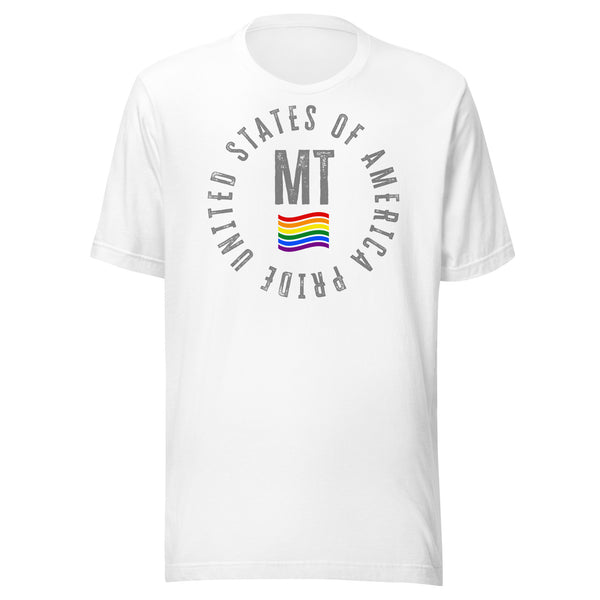 Montana LGBTQ+ Gay Pride Large Front Circle Graphic Unisex T-shirt