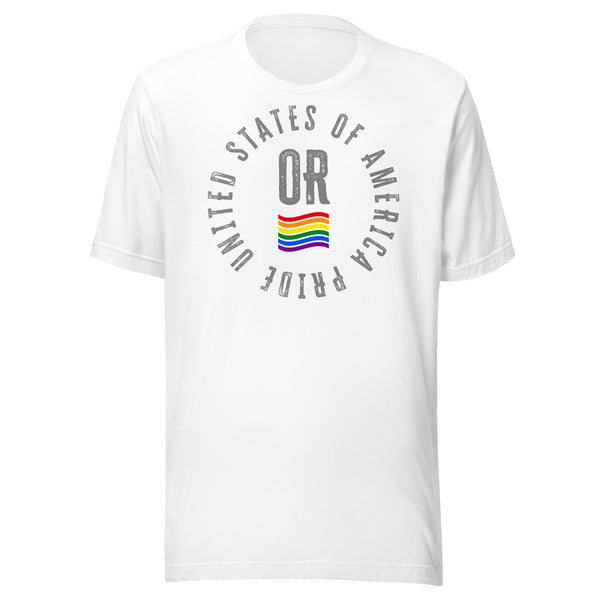 Oregon LGBTQ+ Gay Pride Large Front Circle Graphic Unisex T-shirt