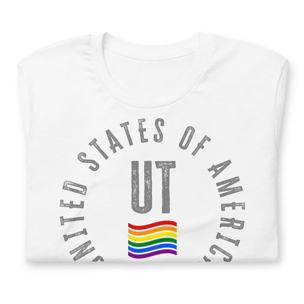 Utah LGBTQ+ Gay Pride Large Front Circle Graphic Unisex T-shirt