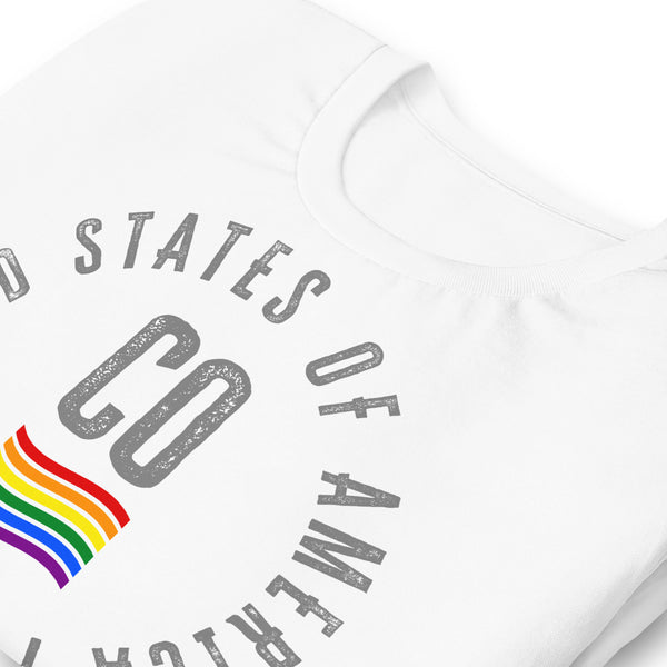 Colorado LGBTQ+ Gay Pride Large Front Circle Graphic Unisex T-shirt