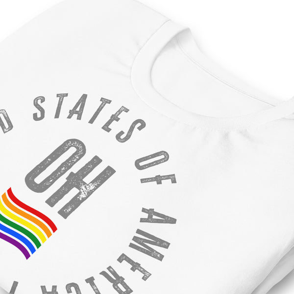 Ohio LGBTQ+ Gay Pride Large Front Circle Graphic Unisex T-shirt