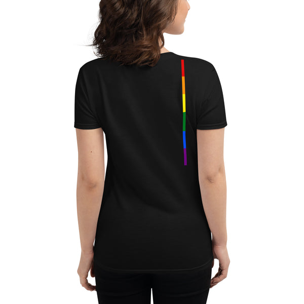 LGBTQ+ Classic Gay Pride Rainbow Single Vertical Stripe Women's Short Sleeve T-Shirt