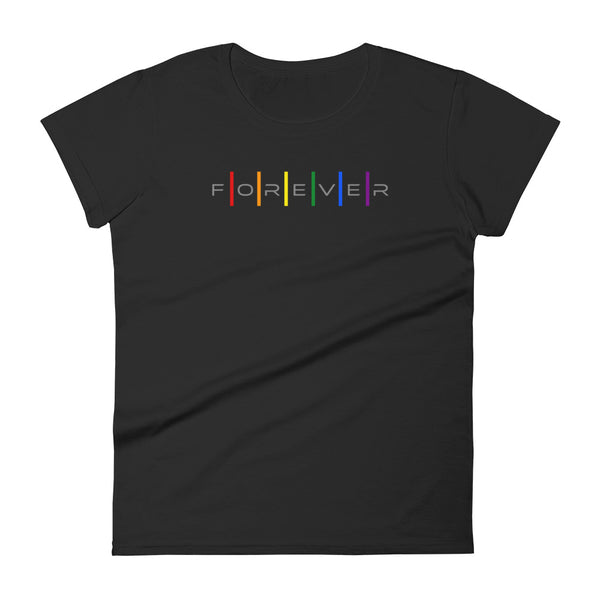 Forever Proud LGBTQ+ Gay Pride Alternating Letters Women's Short Sleeve T-Shirt