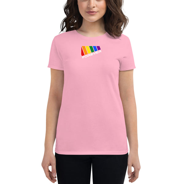Colored Slanted Forever Gay Pride Graphic LGBTQ+ Women's Short Sleeve T-Shirt