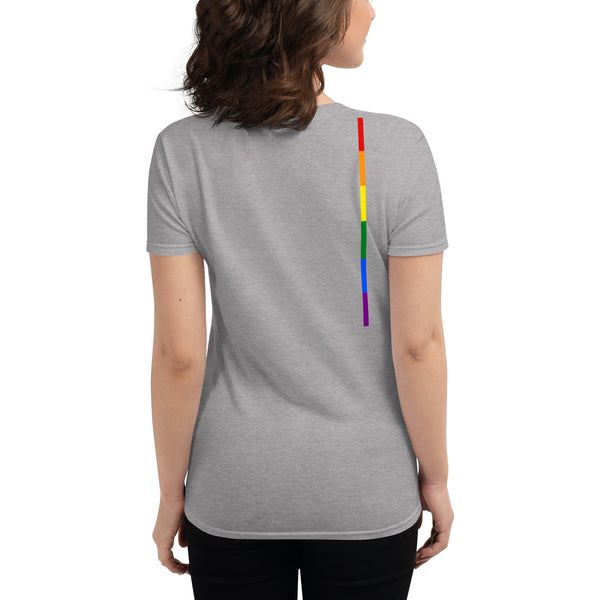 LGBTQ+ Classic Gay Pride Rainbow Single Vertical Stripe Women's Short Sleeve T-Shirt