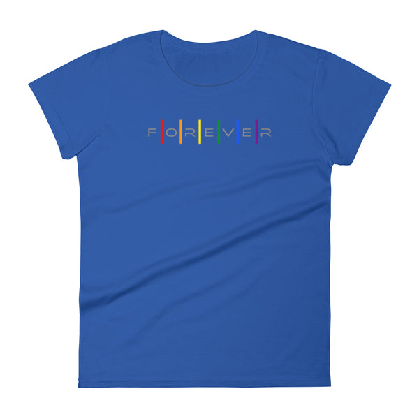 Forever Proud LGBTQ+ Gay Pride Alternating Letters Women's Short Sleeve T-Shirt
