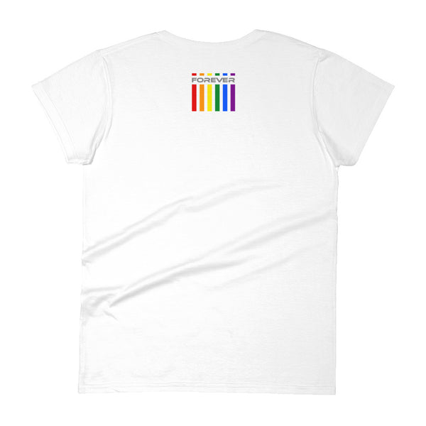 White Forever Proud Graphic LGBTQ+ Gay Pride Women's Short Sleeve T-Shirt