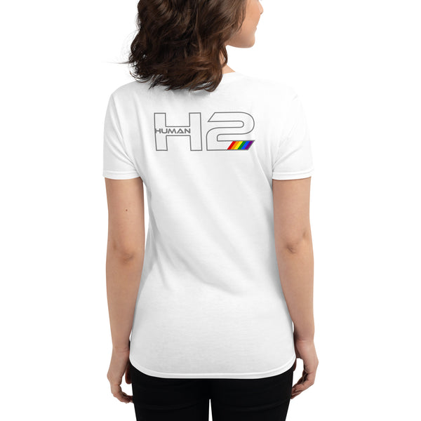Gray Human 2 Outline Pride Graphic LGBTQ+ Women's Short Sleeve T-Shirt