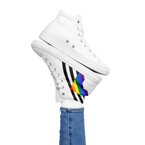 Ally Diagonal Flag Colors LGBTQ+ Women's High Top Canvas Shoes