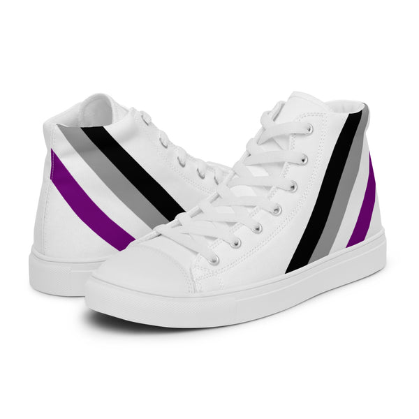 Asexual Diagonal Flag Colors LGBTQ+ Women's High Top Canvas Shoes