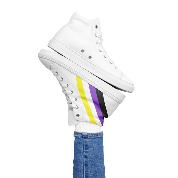 Non-binary Diagonal Flag Colors LGBTQ+ High Top Canvas Shoes Women Sizes