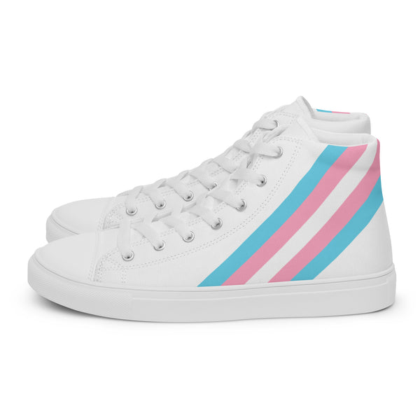 Transgender Diagonal Flag Colors LGBTQ+ High Top Canvas Women's Shoes