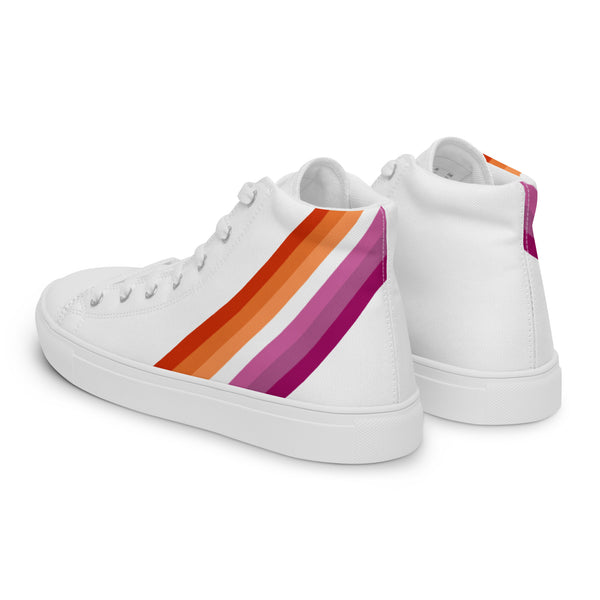 Lesbian Diagonal Flag Colors LGBTQ+ Women’s High Top Canvas Shoes