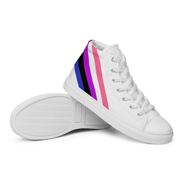 Genderfluid Diagonal Flag Colors LGBTQ+ High Top Canvas Shoes Women Sizes