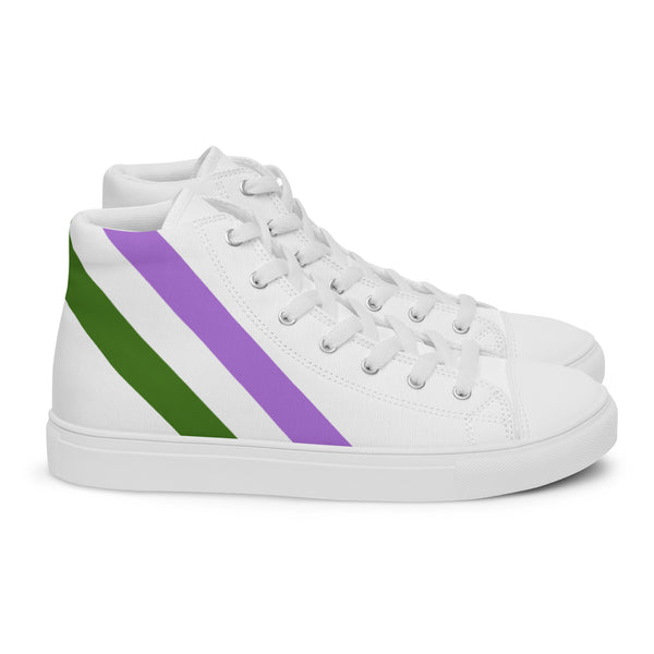 Genderqueer Diagonal Flag Colors LGBTQ+ High Top Canvas Shoes Women Sizes