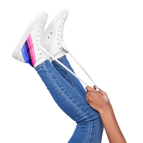 Omnisexual Diagonal Flag Colors LGBTQ+ High Top Canvas Women's Shoes