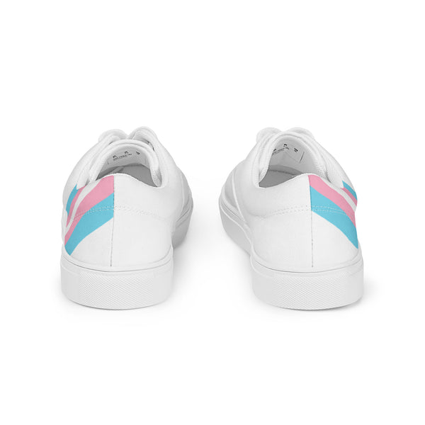 Transgender Diagonal Flag Colors LGBTQ+ Lace-up Canvas Women's Shoes