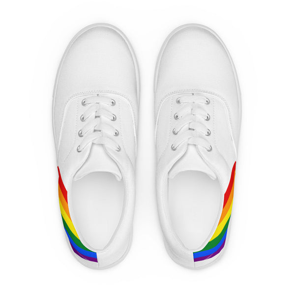 Gay Pride Diagonal Rainbow Flag LGBTQ+ Women’s Lace-up Canvas Shoes
