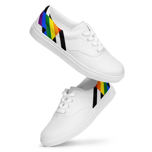 Ally Diagonal Flag Colors LGBTQ+ Women's Lace-up Canvas Shoes