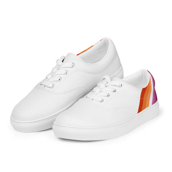 Lesbian Diagonal Flag Colors LGBTQ+ Women’s Lace-up Canvas Shoes