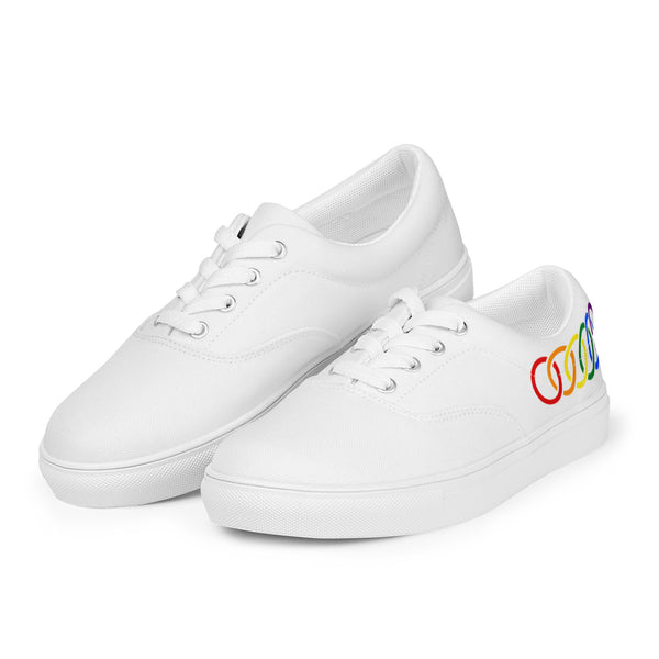 Gay Pride Rainbow Circles Graphic LGBTQ+ Lace-up Canvas Women's Shoes