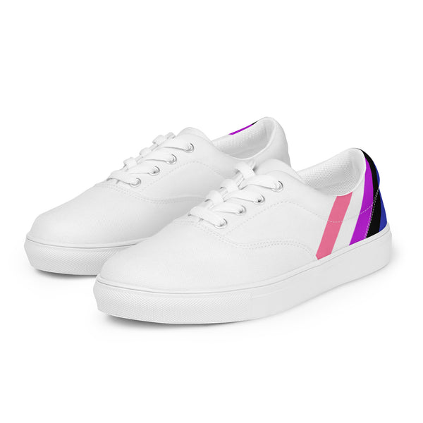 Genderfluid Diagonal Flag Colors LGBTQ+ Lace-up Canvas Shoes Women Sizes