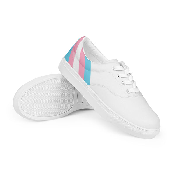 Transgender Diagonal Flag Colors LGBTQ+ Lace-up Canvas Women's Shoes