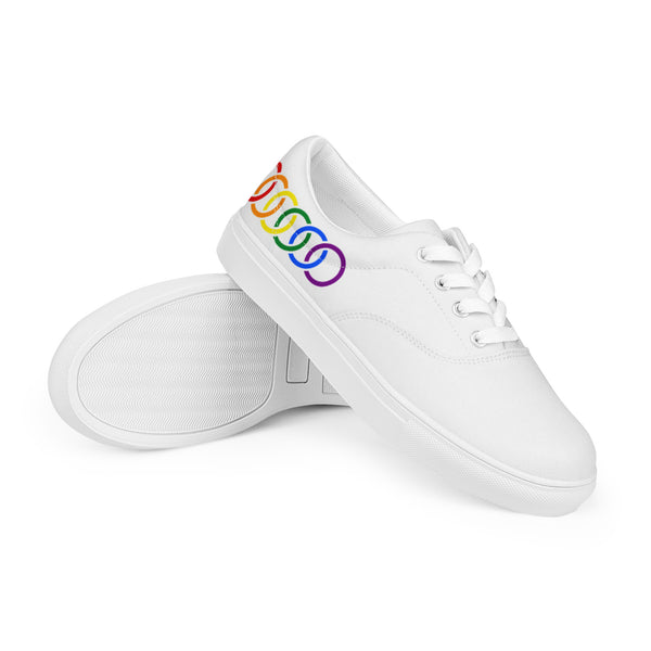 Gay Pride Rainbow Circles Graphic LGBTQ+ Lace-up Canvas Women's Shoes