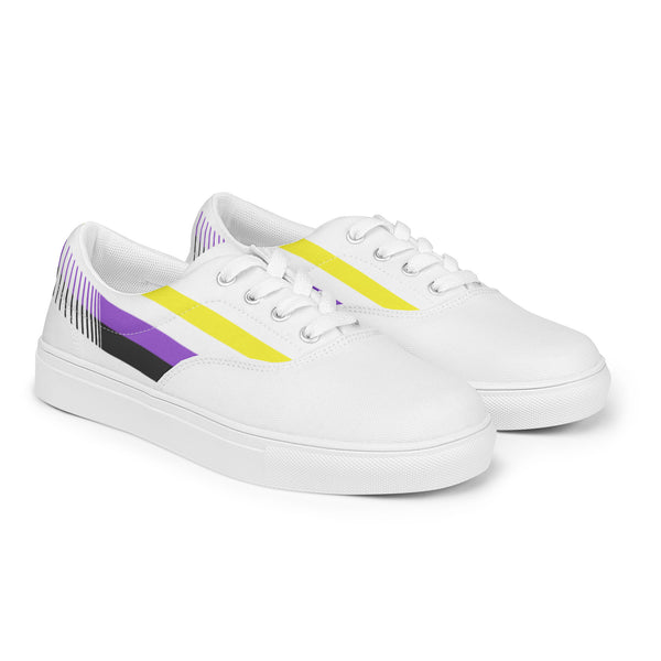 Non-binary Pride Colors LGBTQ+ Lace-up Canvas Shoes Women Sizes