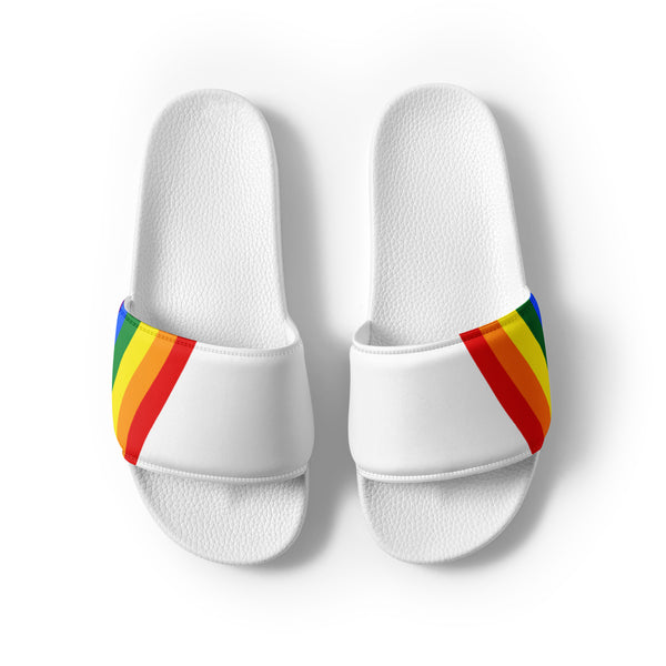Gay Pride Diagonal Rainbow Flag LGBTQ+ Women's Slides