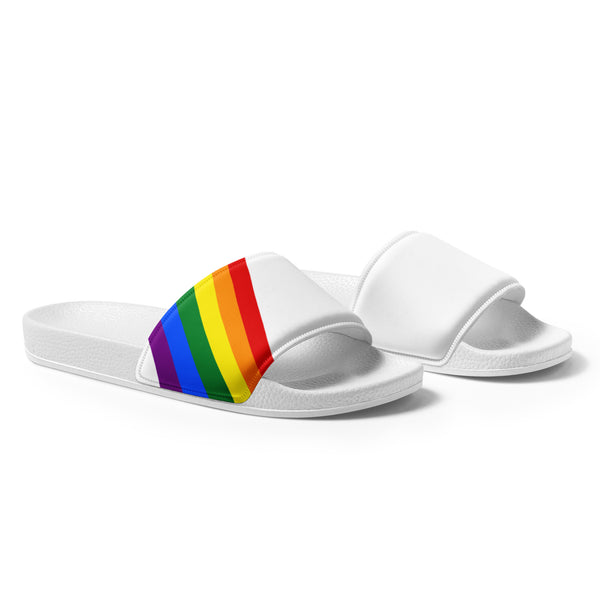 Gay Pride Diagonal Rainbow Flag LGBTQ+ Women's Slides